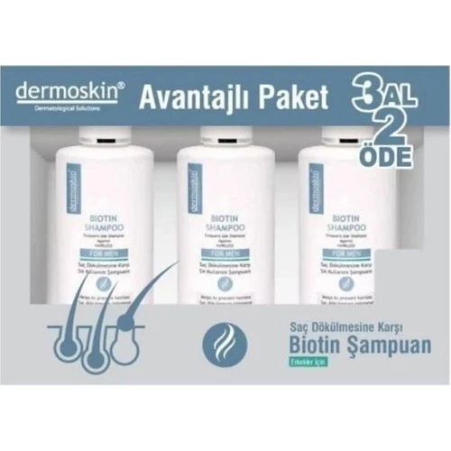 Dermoskin Biotin Şampuan Erkek  3 Al 2 Öde Avantajlı Paket