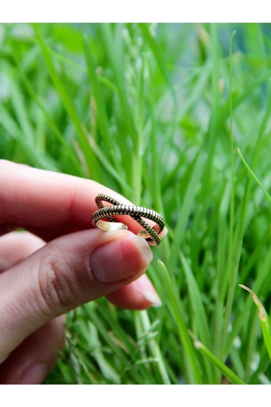 Trend Sarmal Model Antik Ayarlanabilir Kadın Yüzük euy1214 - Resim 3