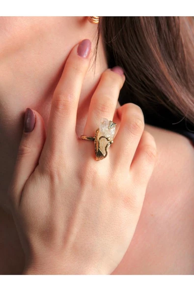 Doğal Taş Sitrin Dev Boy Doğal Taşlı Antik Ayarlanabilir Yüzük Para Taşı dtdbs ürün görseli