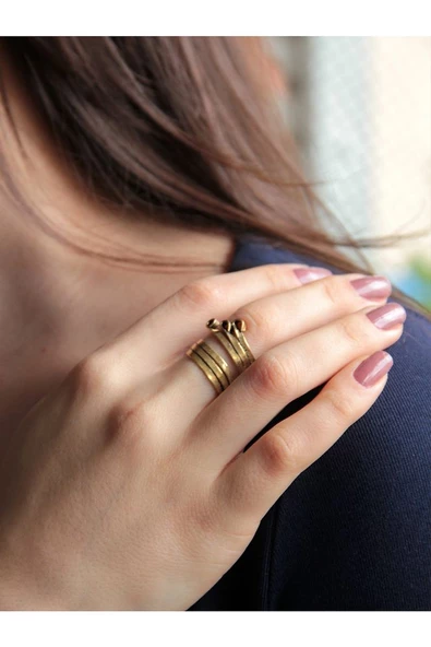 Trend Antik Eskitme Ayarlanabilir Kadın Yüzük euy129 - Resim 2