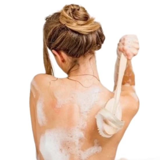 Banyo Fırçası %100 Doğal At Kılı Selülit Karşıtı Çıkabilen Sapı Ahşap Banyo Fırçası - 2