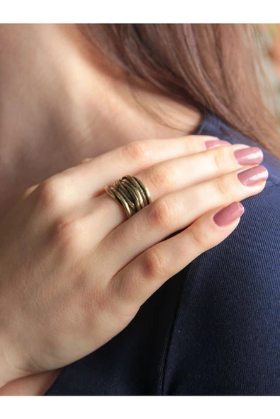 Trend İtalyan Model İşlemeli Antik Eskitme Ayarlanabilir Kadın Yüzük euy1230 - Resim 2
