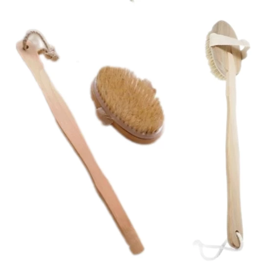 Banyo Fırçası %100 Doğal At Kılı Selülit Karşıtı Çıkabilen Sapı Ahşap Banyo Fırçası - 3