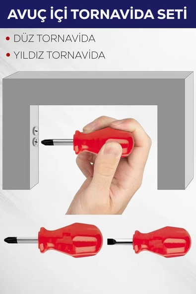 2'li Avuç Içi Tornavida Seti Düz Yıldız - Resim 2