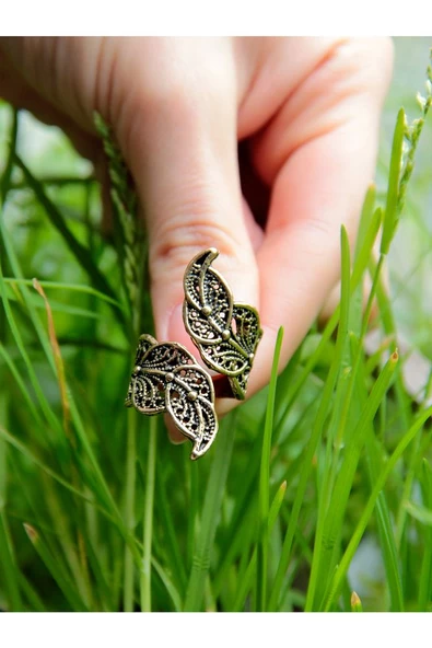 Trend Telkari Yaprak Model Antik Eskitme Ayarlanabilir Kadın Yüzük euy1226 - Resim 3