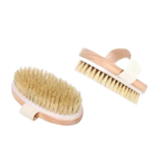 Banyo Fırçası %100 Doğal At Kılı Selülit Karşıtı Çıkabilen Sapı Ahşap Banyo Fırçası - 5