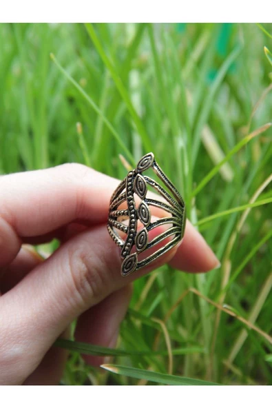 Trend İşlemeli Model Antik Eskitme Ayarlanabilir Yüzük euy1222 - Resim 3