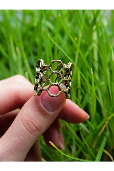 Trend Petek Model Antik Eskitme Ayarlanabilir Yüzük euy1239 - Resim 3