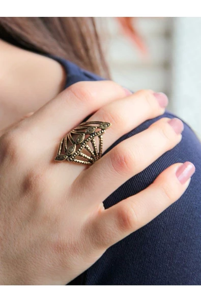 Trend İşlemeli Model Antik Eskitme Ayarlanabilir Yüzük euy1222 - Resim 2