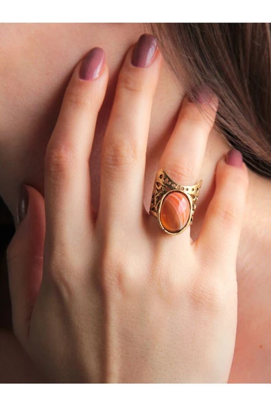 Doğal Taş Yemen Akik Doğal Taşlı Ayarlanabilir Yüzük euy24ya ürün görseli