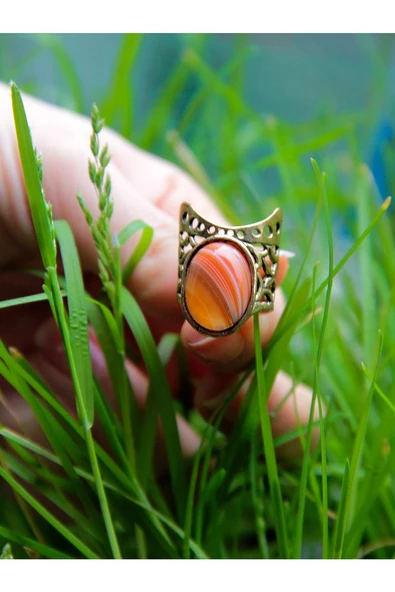 Doğal Taş Yemen Akik Doğal Taşlı Ayarlanabilir Yüzük euy24ya - Resim 3