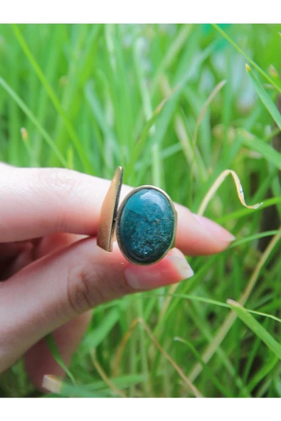 Doğal Taş Krizokol Taşı Ayarlanabilir Kadın Yüzük euy2kl - Resim 3