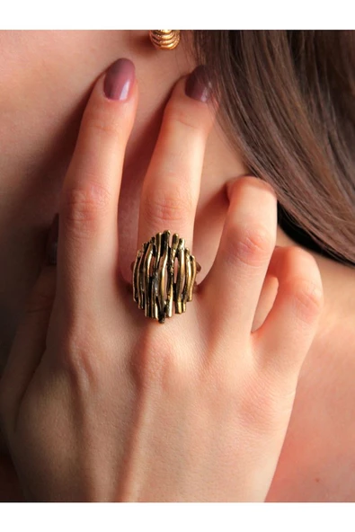 Trend Çizgi Desenli Antik Eskitme Ayarlanabilir Yüzük euy1219 ürün görseli