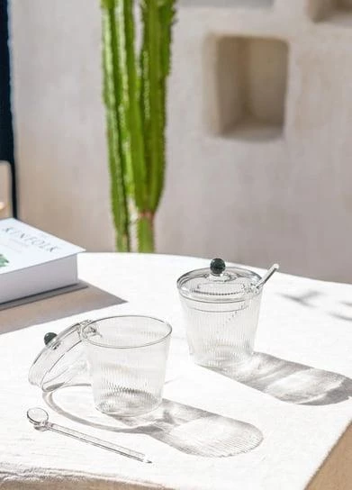 The Mia CAM0430 Striped Cam Kaşıklı Şekerlik 10x12 Cm - 3