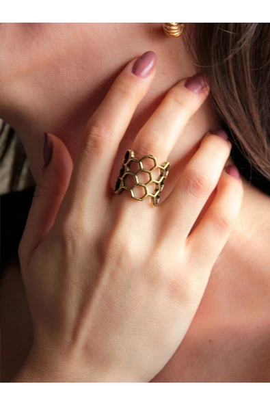 Trend Petek Model Antik Eskitme Ayarlanabilir Yüzük euy1239 ürün görseli