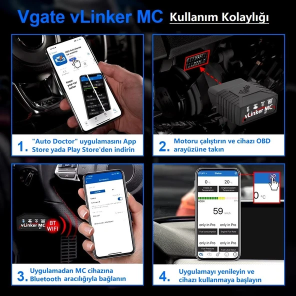 VLinker MC + 4.0 OBD2 Araç Teşhis Cihazı Bluetooth - 4