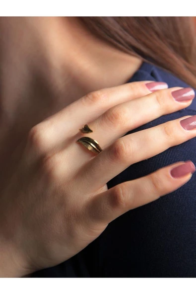 Trend Yaprak Desenli Antik Eskitme Ayarlanabilir Yüzük euy1229 - Resim 2
