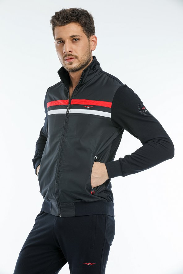 Eşofman Takımı Paraşüt Kumaş Detaylı Lacivert - 5