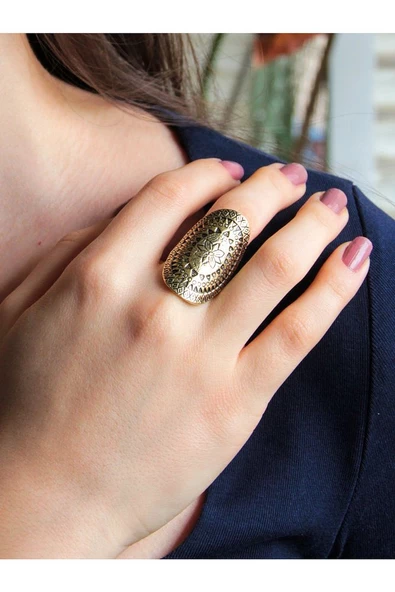 Trend Etnik Desenli Antik Eskitme Ayarlanabilir Yüzük euy1243 - Resim 2