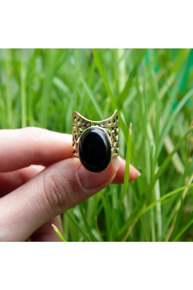 Doğal Taş Oniks Doğal Taşlı Ayarlanabilir Yüzük euy24o - Resim 3