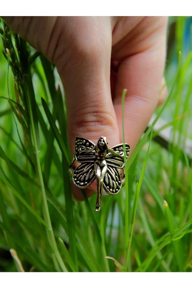 Trend Kelebek Antik Eskitme Ayarlanabilir Yüzük euy1231 - Resim 3