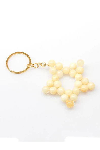 Doğal Taş Kalsit Doğal Taş Yıldız Şekilli Anahtarlık eua1k - 3