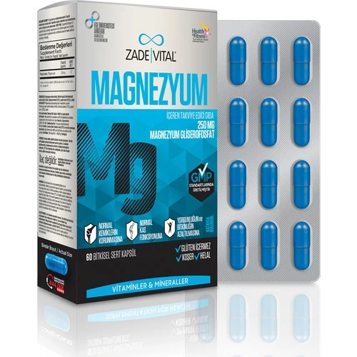 Zade Vital Magnezyum 250 Mg 60 Kapsül