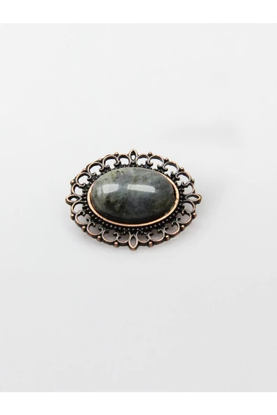Doğal Taş Labradorit Doğal Taşlı Antik Broş Yaka İğnesi Eşarp İğnesi euiyl