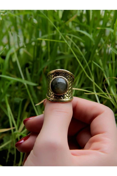 Doğal Taşlı Labrdorit Doğal Taşlı Hasır Model Ayarlanabilir Kadın Doğal Taşlı Yüzük euy28l - Resim 3
