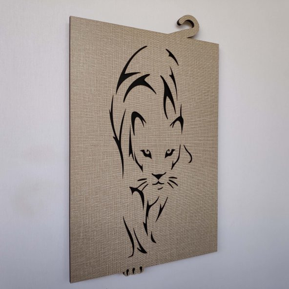 DEKORATİF MODERN PANTER SİLÜETİ DUVAR PANOSU - 37x60cm - Dokulu Gri - 2
