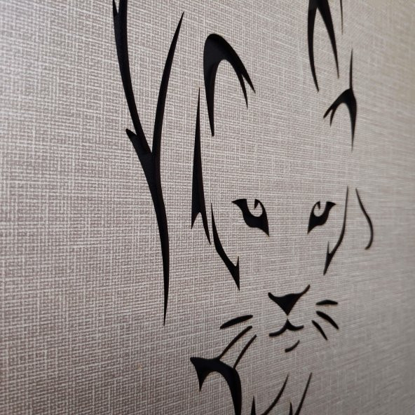 DEKORATİF MODERN PANTER SİLÜETİ DUVAR PANOSU - 37x60cm - Dokulu Gri - 4