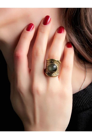 Doğal Taşlı Labrdorit Doğal Taşlı Hasır Model Ayarlanabilir Kadın Doğal Taşlı Yüzük euy28l ürün görseli