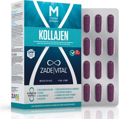 Zade Vital Marine Collagen + Hyaluronic Acid Bitkisel Sert 40'Lı Kapsül