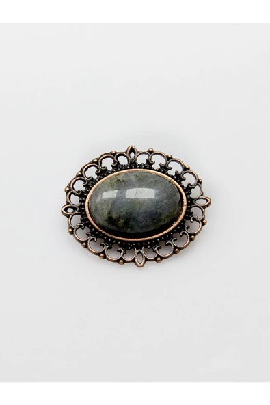 Doğal Taş Labradorit Doğal Taşlı Antik Broş Yaka İğnesi Eşarp İğnesi euiyl - 5