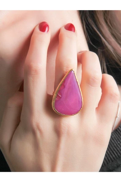 Doğal Taş Akik Doğal Taşlı Altın Kaplama Ayarlanabilir Kadın Yüzük eouy1ka ürün görseli