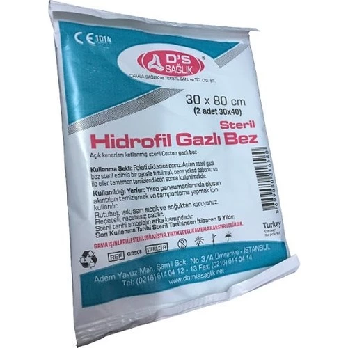 Ds Sağlık Hidrofil Steril Gazlı Bez 30X80 Cm - 30X40 Cm 2 Adet