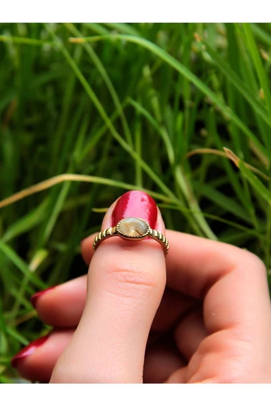 Doğal Taş Sitrin Doğal Taşlı Antik Ayarlanabilir Kadın Yüzük euy30s - Resim 3