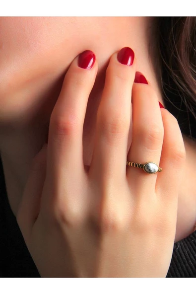 Doğal Taş Dentirit Opal Doğal Taşlı Antik Ayarlanabilir Kadın Yüzük euy30do ürün görseli