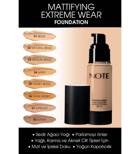 Note Mattifying Extreme Wear Fondöten Spf 15 35 ml-02