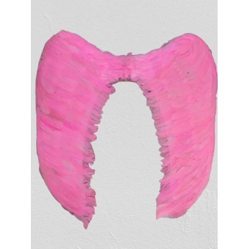 Mega Boy Pembe Renk Tüylü Melek Kanadı - Resim 3