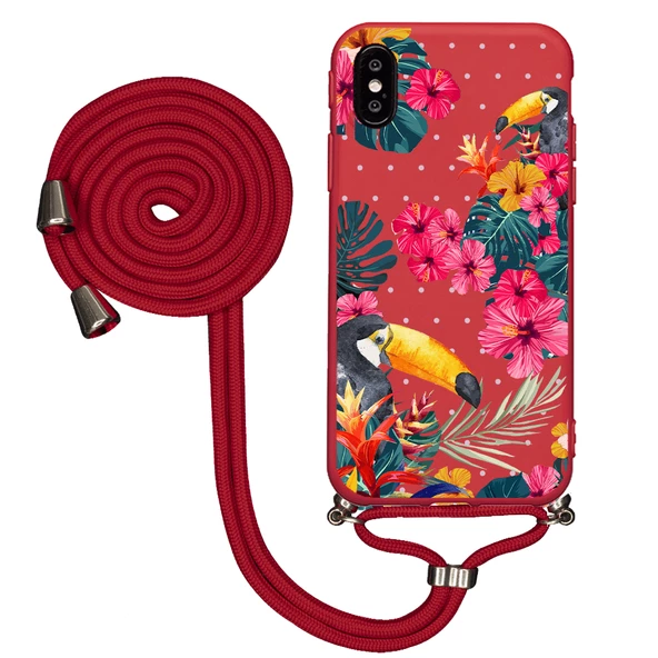 iPhone X İpli Lansman Kılıf - Tropical