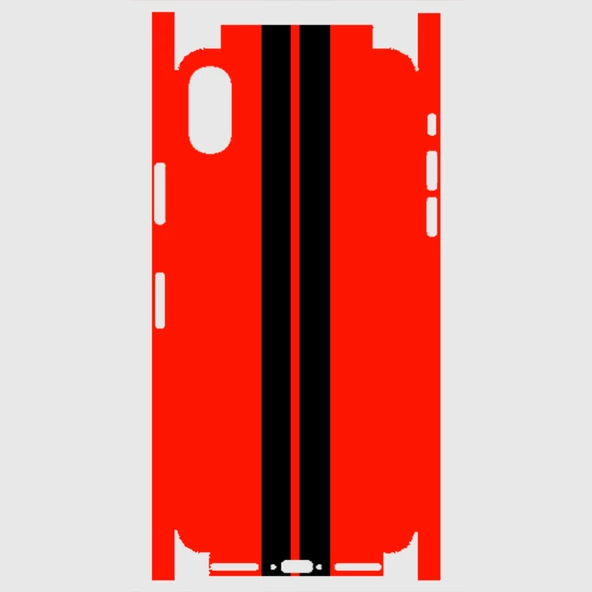 iPhone Xs Telefon Kaplama - Siyah Çift Şerit - Resim 2