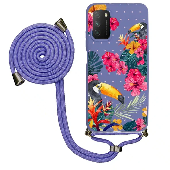 Xiaomi Redmi 9T İpli Lansman Kılıf - Tropical