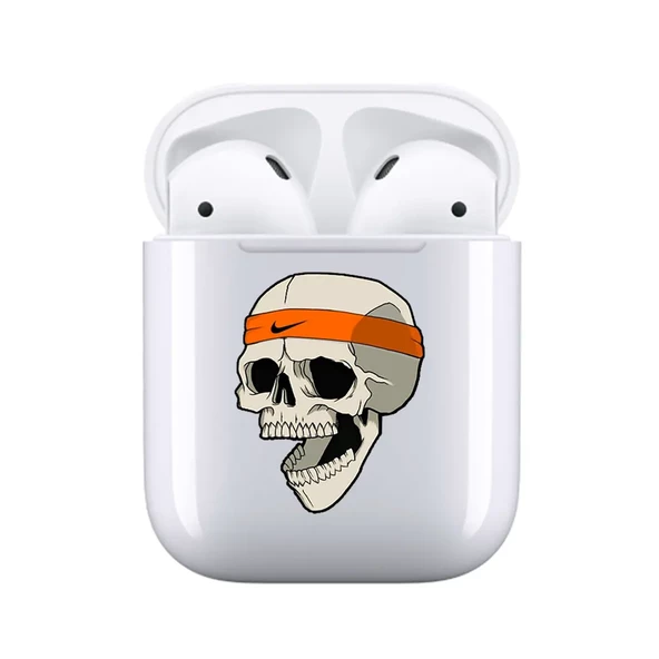 Airpods 1-2 Şeffaf Kılıf - Nike Scull