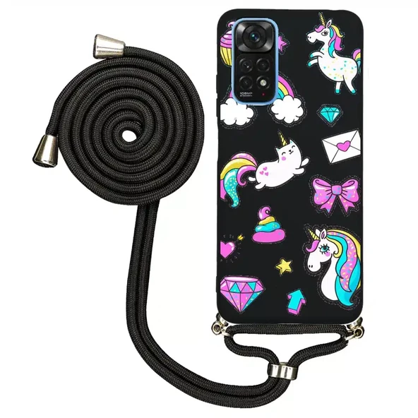 Xiaomi Redmi Note 11 İpli Lansman Kılıf - Unicorns Blank