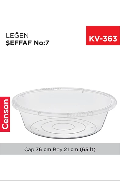 7 No Leğen Şeffaf Çamaşır Leğeni 65 Litre   -E426