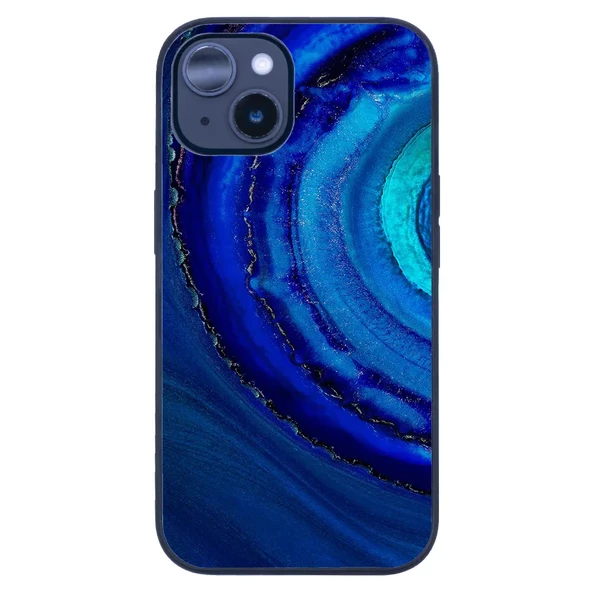 iPhone 14 Tamperli Glossy Cam Kapak - Blue