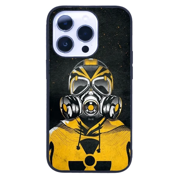 iPhone 14 Pro Tamperli Glossy Cam Kapak - Gas Mask 2