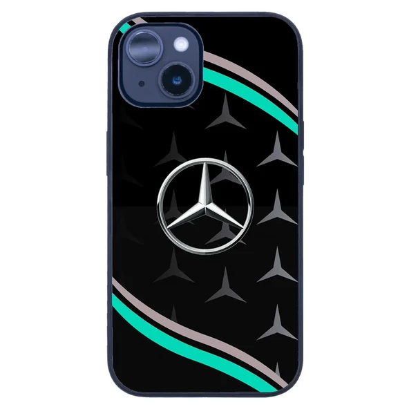 iPhone 14 Plus Tamperli Glossy Cam Kapak - Mercedes 1