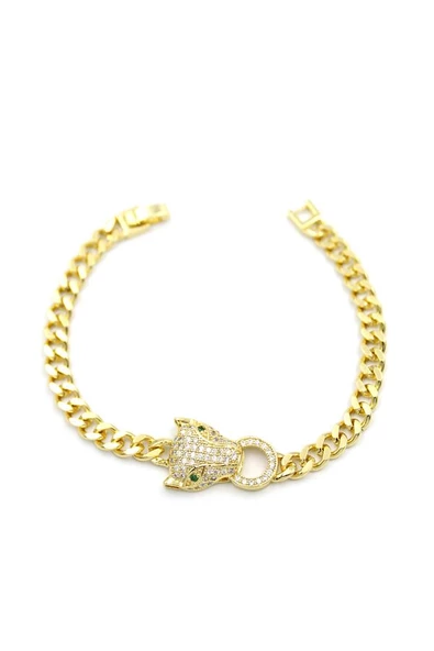 Zirkon Taşlı Leopar Bileklik - Altın Rengi